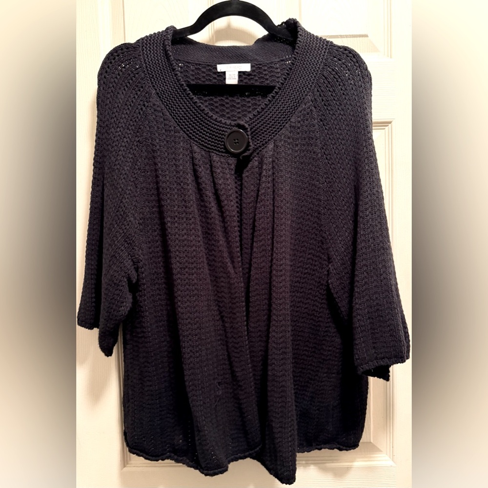 Dress Barn Black Buttoned Knit Poncho